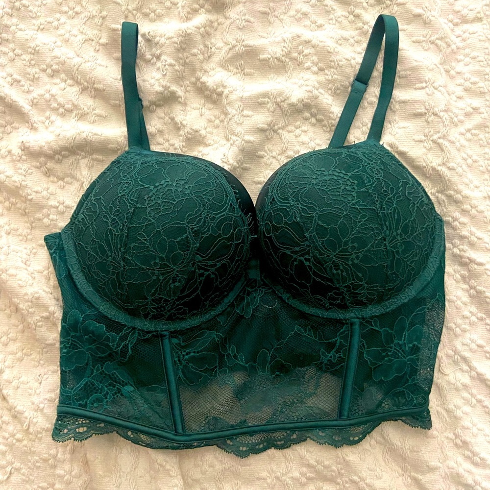 Victoria’s Secret Corset Bra Bombshell Push Up Lace Cropped Crop 34D